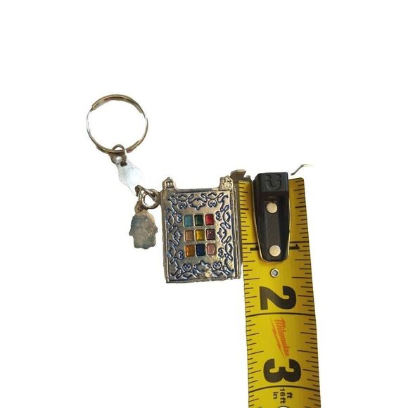 Metal Keychain with Torah Hebrew Prayer Book Hamsa Eye for Blessing Israel - Picture 2 of 3